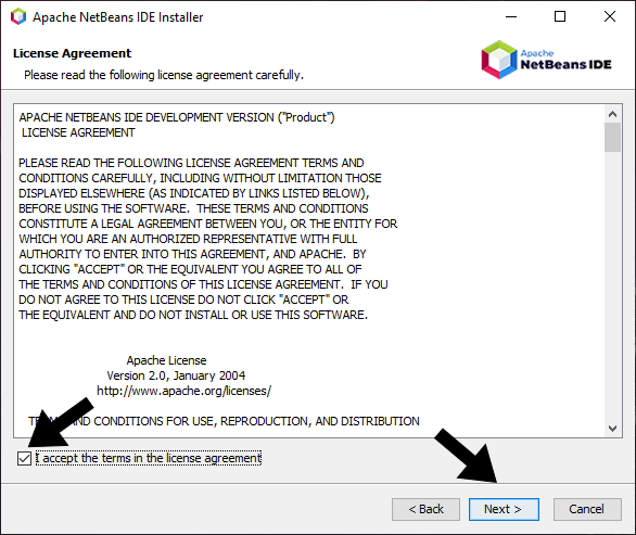  Termos de licença do NetBeans.