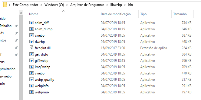  A pasta libwebp com todas as ferramentas do pacote libwebp.